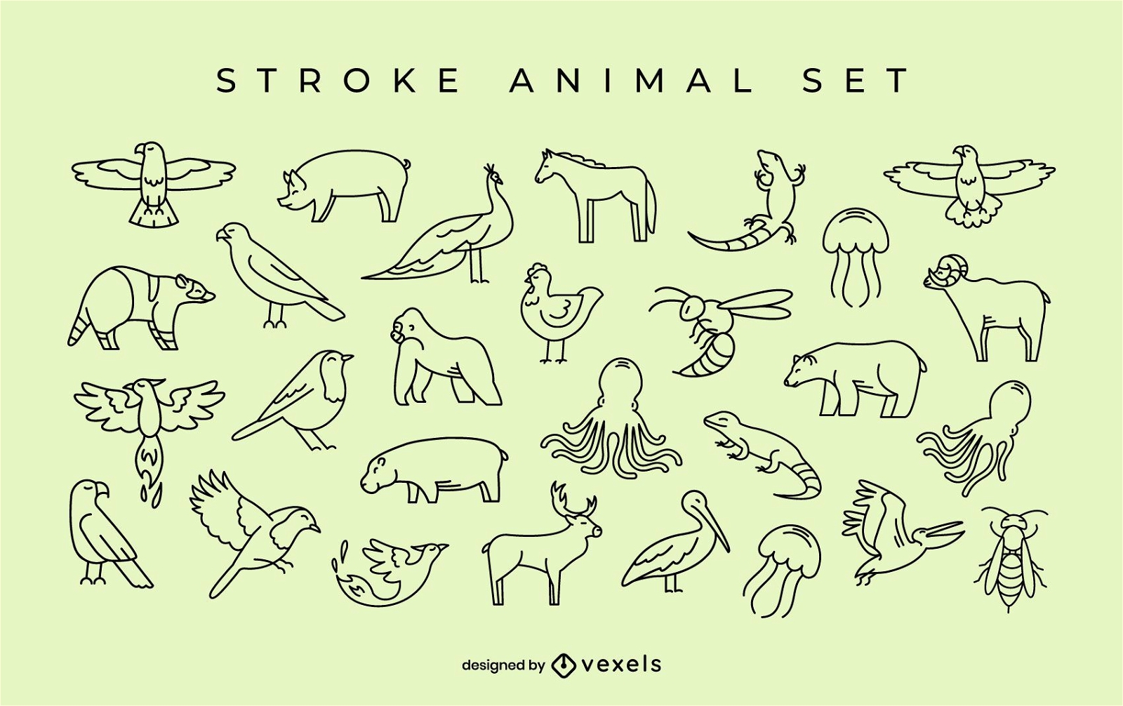 Conjunto simples de braçadas de animais