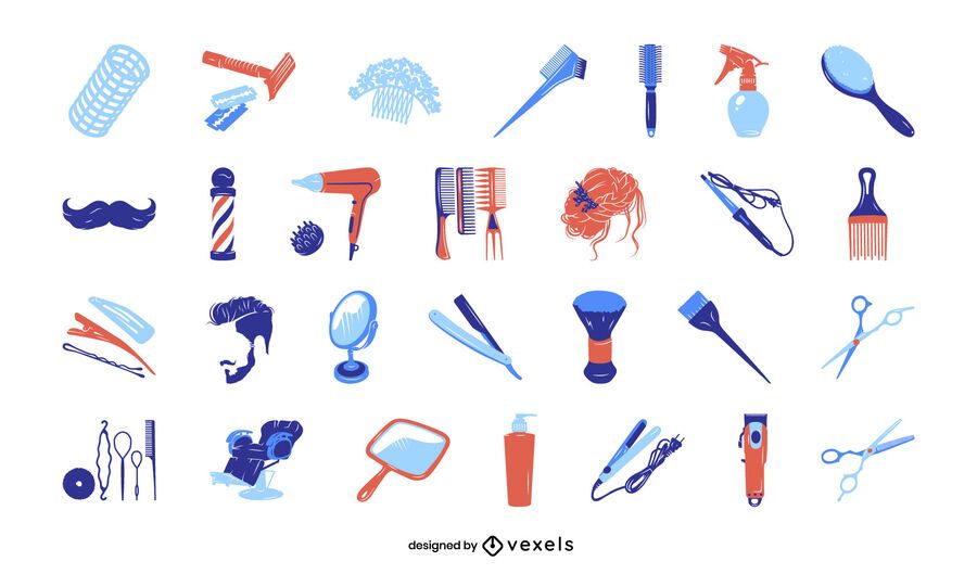 Styling elements flat set Styling elements flat set