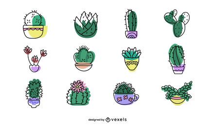 Conjunto de design de plantas suculentas