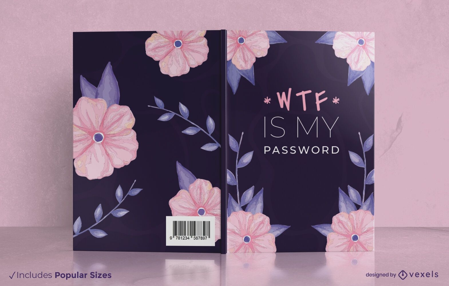 Diseño de portada de libro de contraseña floral