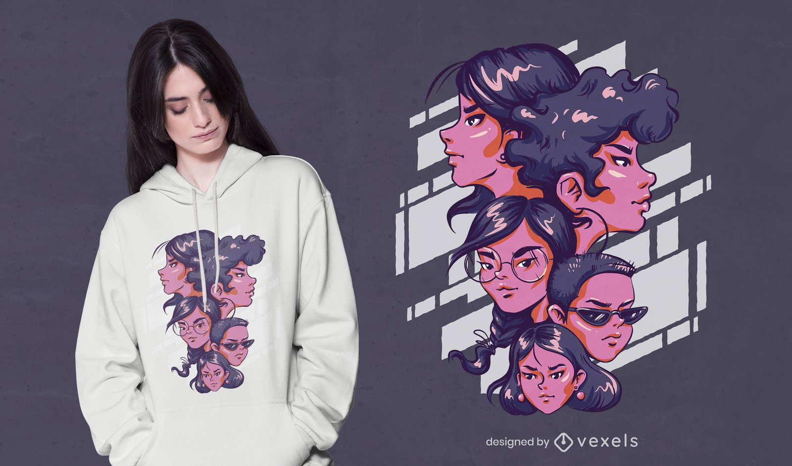 Women's faces t-shirt design