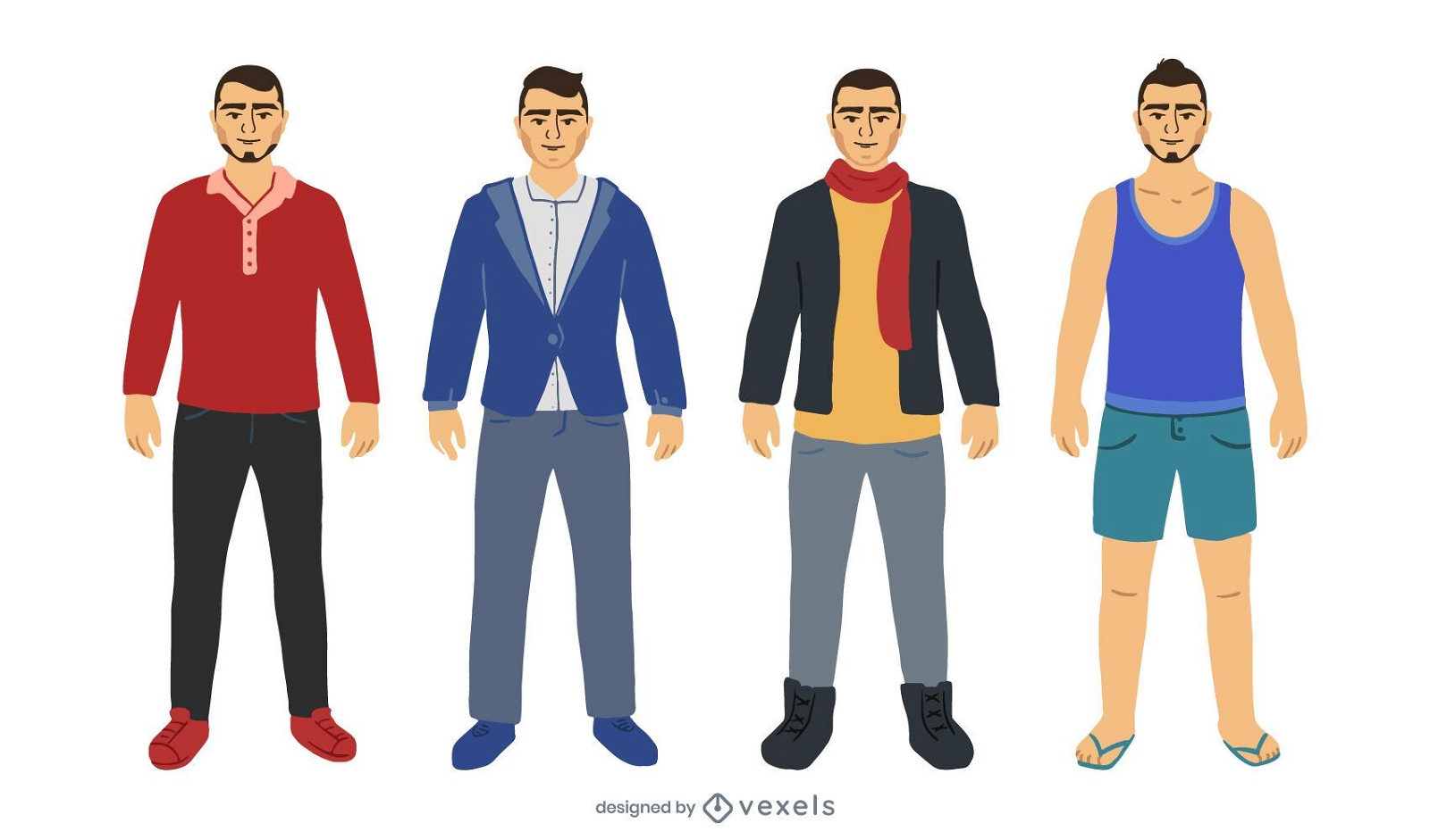 Men's outfit flat set design