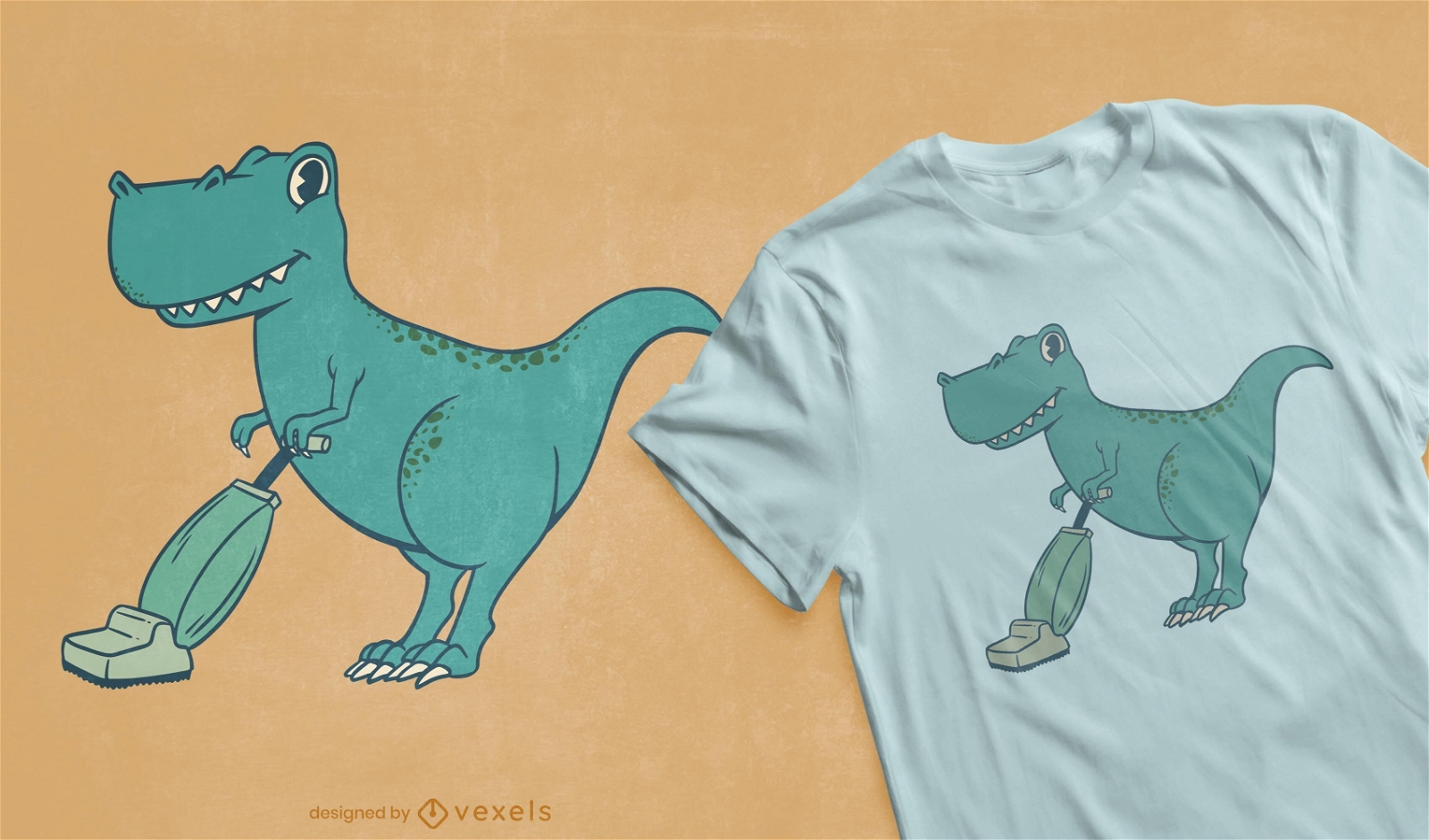 T-rex vacuuming t-shirt design