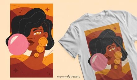 Kaugummi-Mädchen-Design für T-Shirt