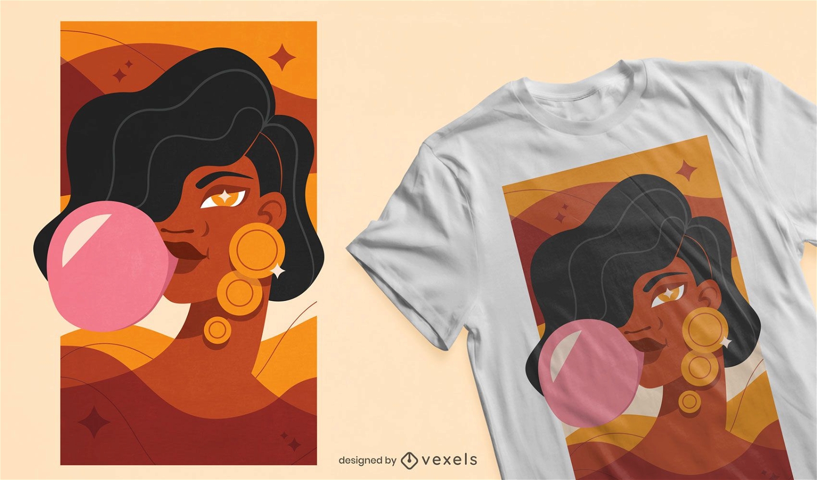 Bubblegum girl design for t-shirt