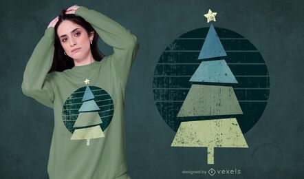 Design retrô de camisetas com árvore de natal Design retrô de camisetas com árvore de natal