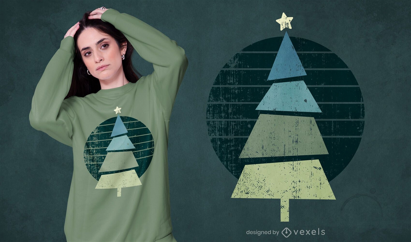 Design retrô de camisetas com árvore de natal