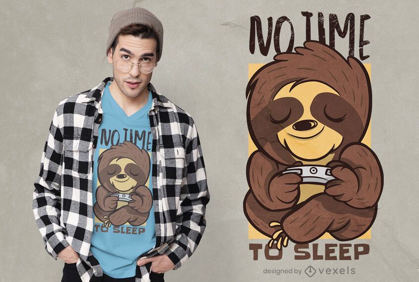 Diseño de camiseta gamer sloth Diseño de camiseta gamer sloth
