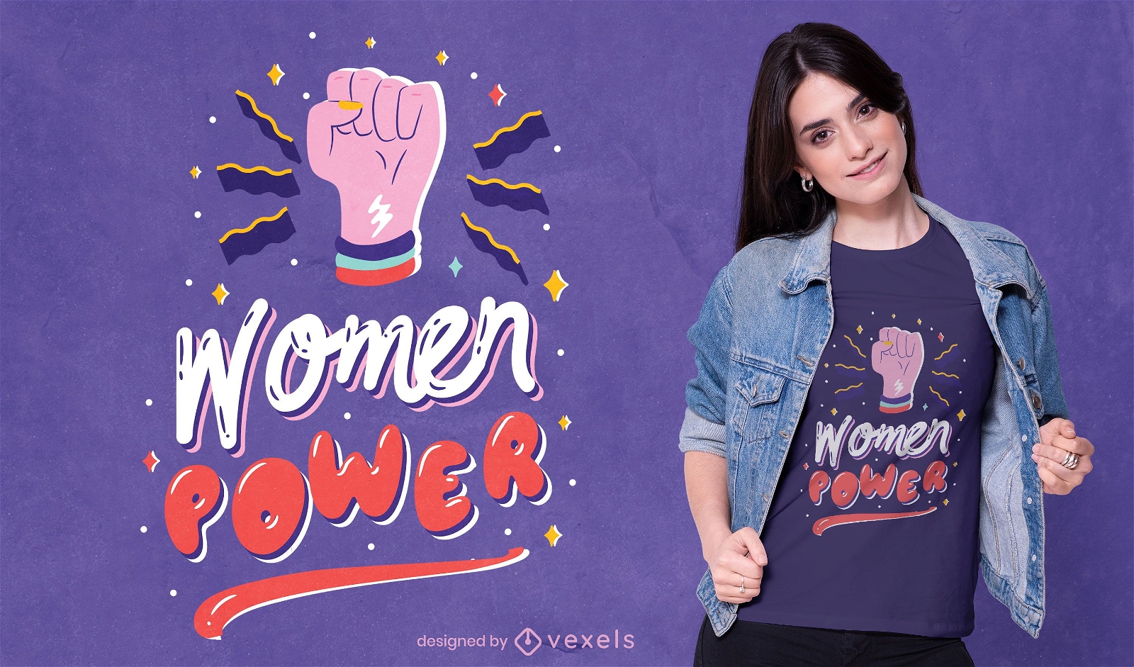 Dise?o de camiseta feminista de poder femenino.