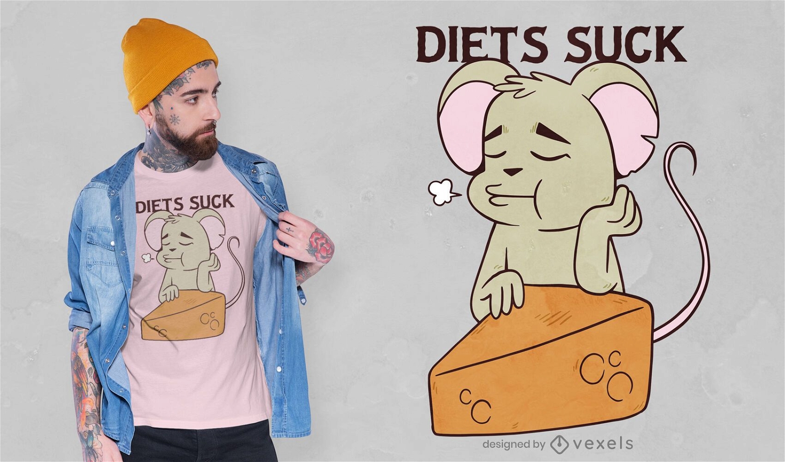Mouse no design de camisetas diet