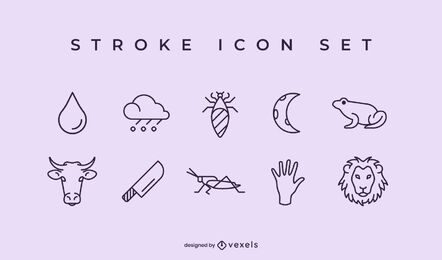 Plagues of Egypt stroke icon set
