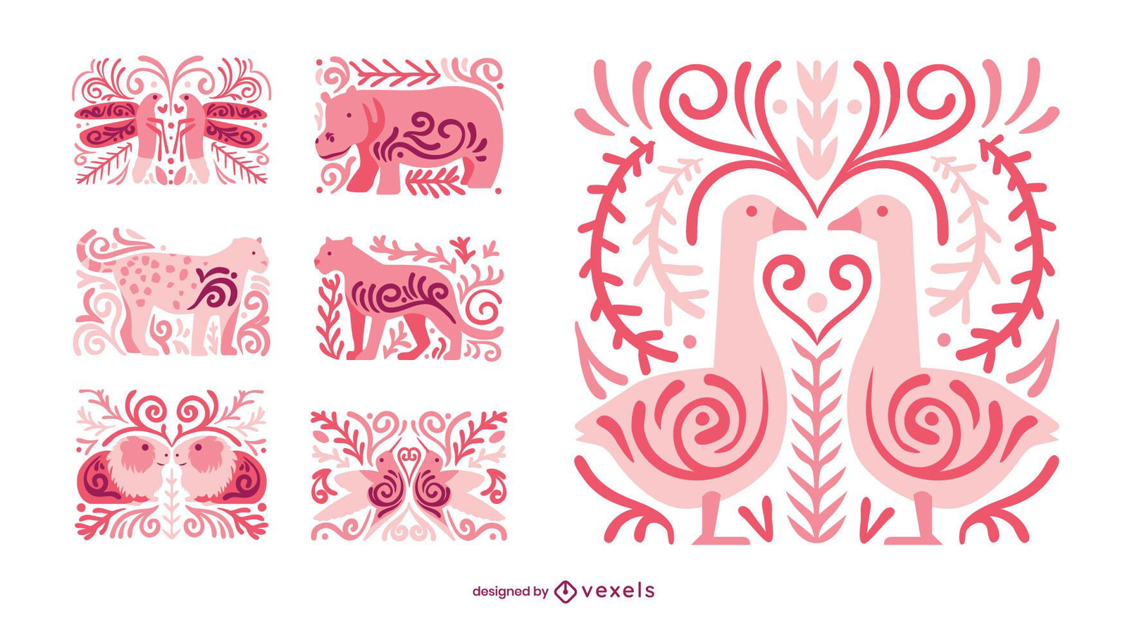 Conjunto de composición de animales Swirly