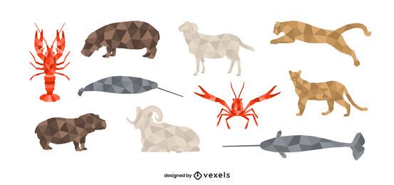 Conjunto animal low poly
