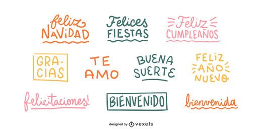 Spanish good wishes lettering set