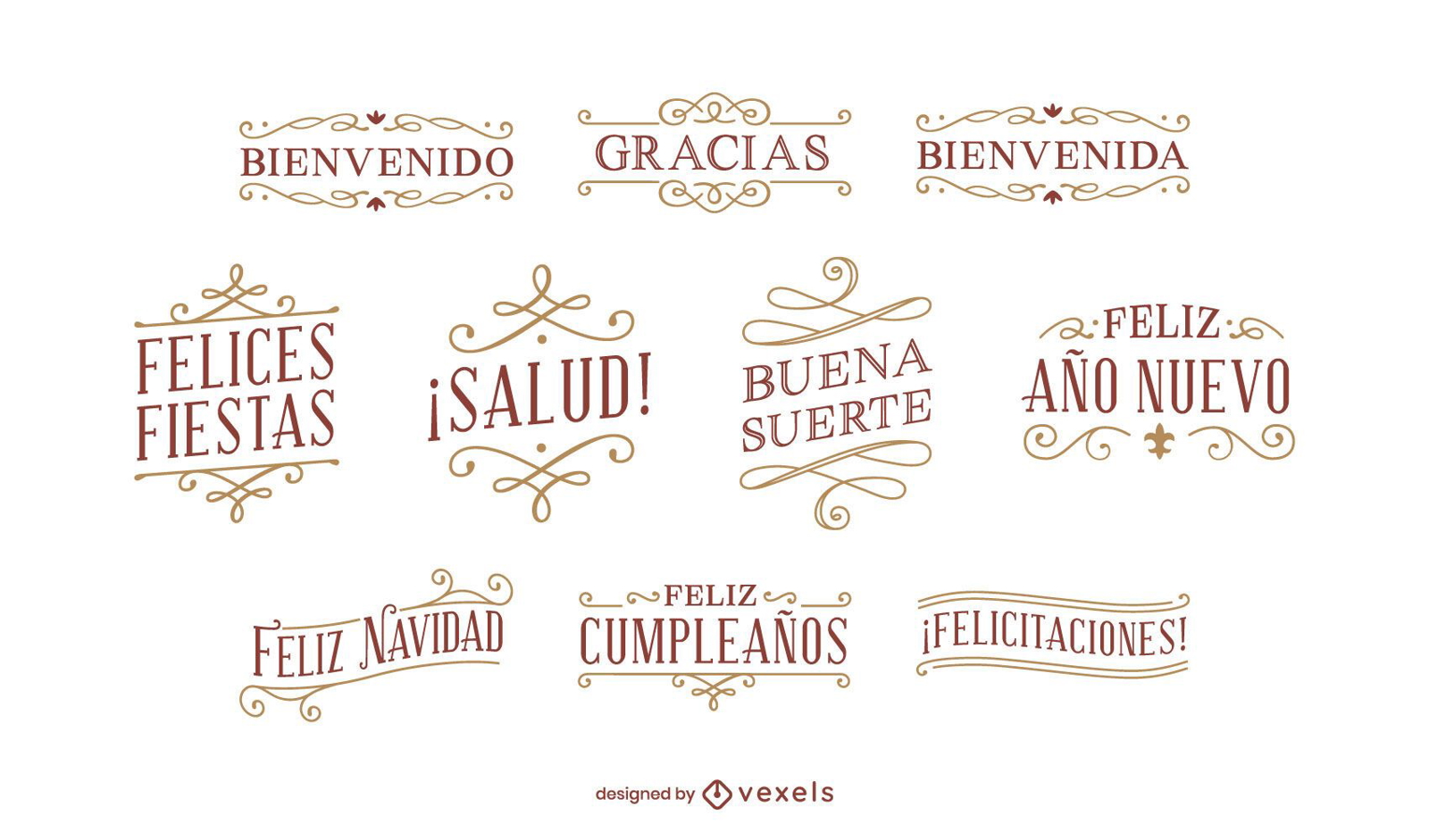 Spanish red lettering set