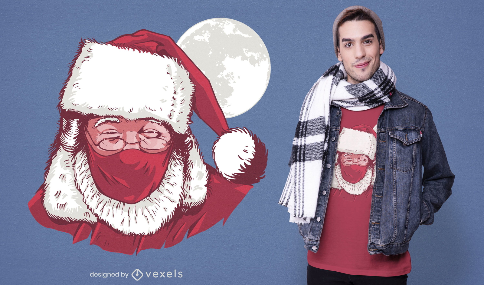 Realistic santa face mask t-shirt design