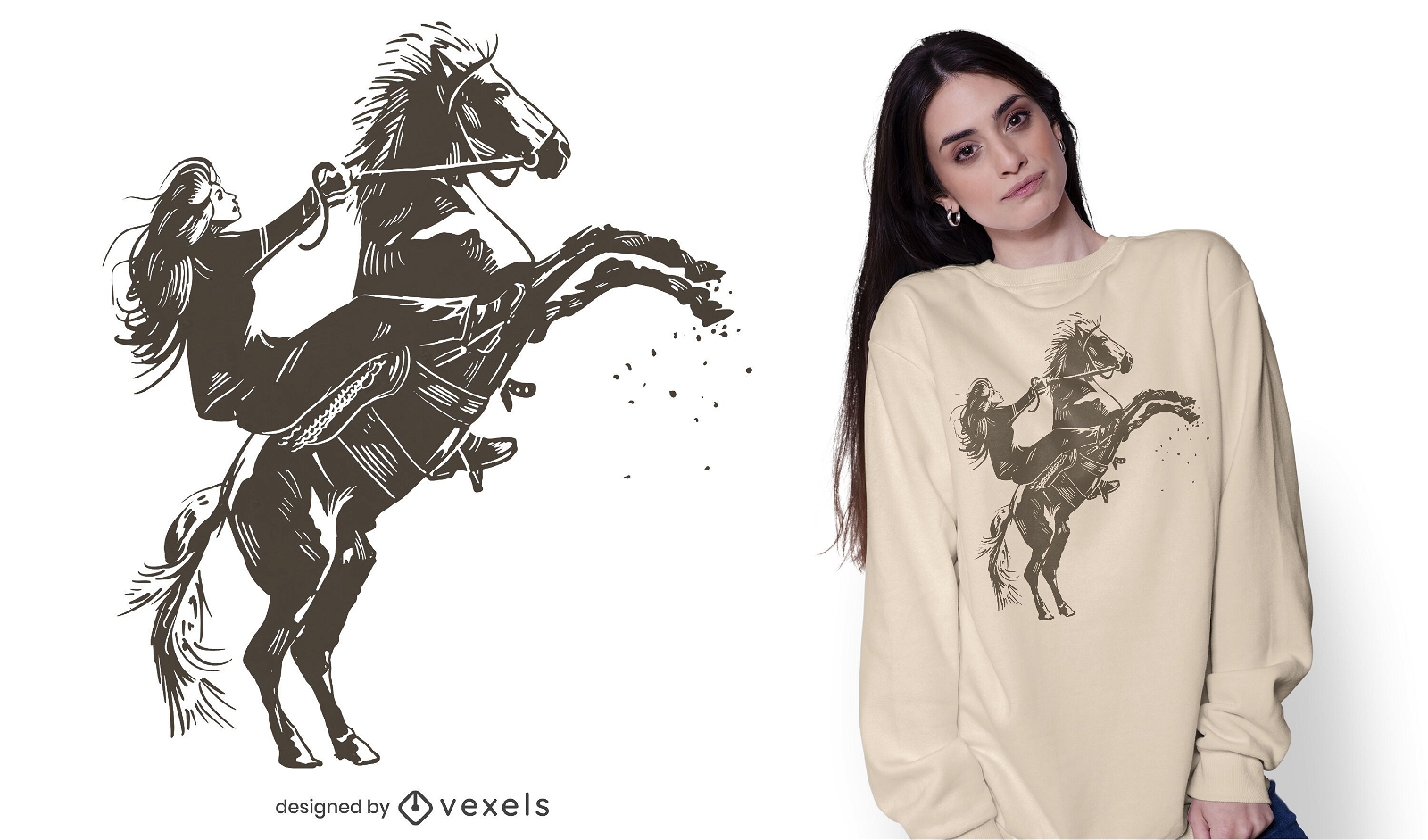 Diseño de camiseta de equitación de niña.