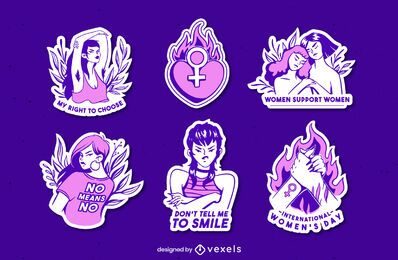 Purple feminist sticker set Purple feminist sticker set