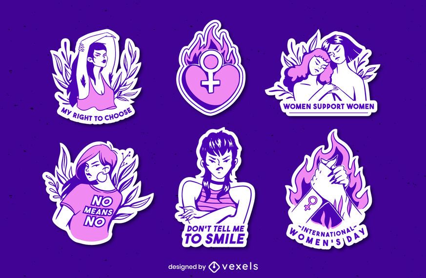 Set de pegatinas feministas moradas Set de pegatinas feministas moradas