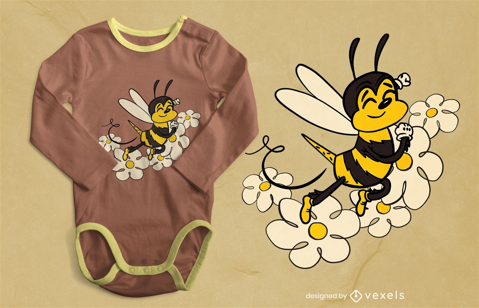 Design de camiseta de bebê de abelha fofa