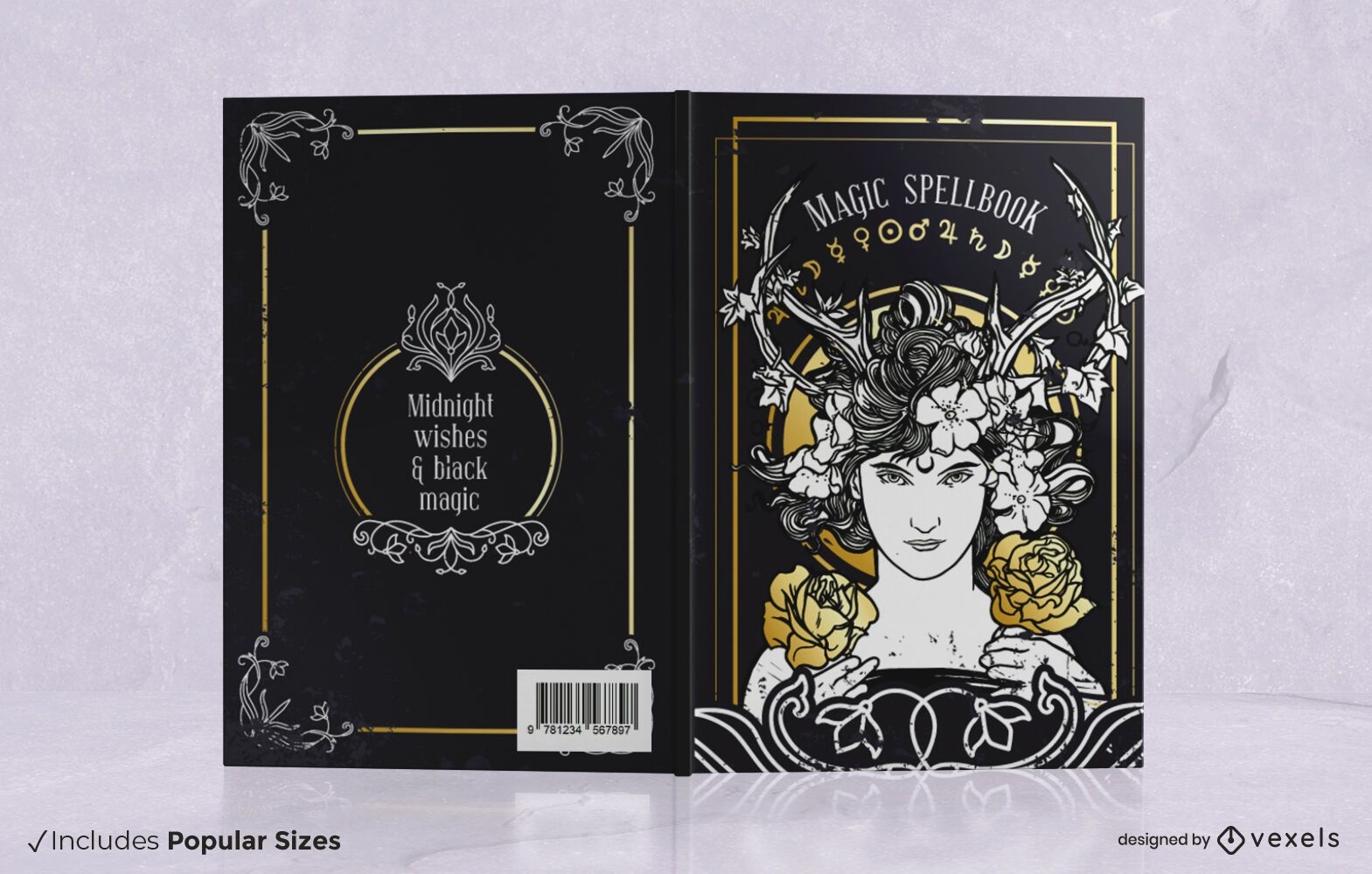 Magic spellbook cover design