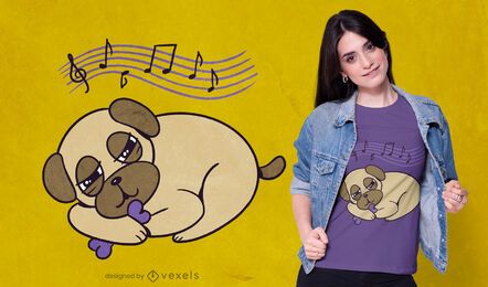 Design de camiseta pug sonolento