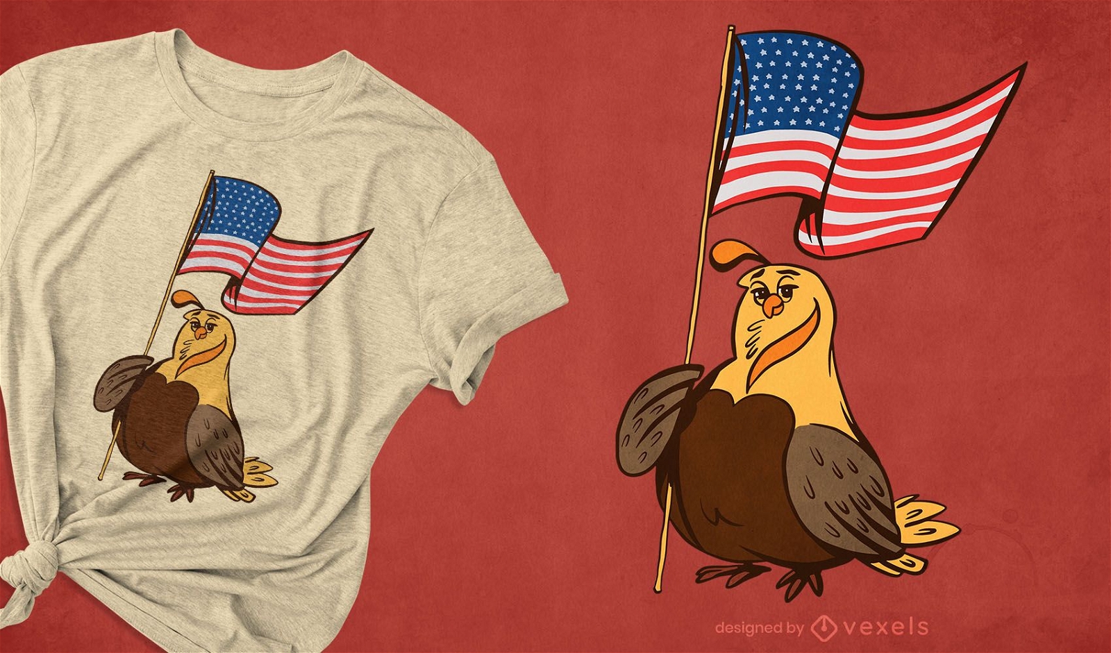 Patriotic quail t-shirt design