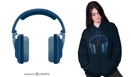 Realistic headphones t-shirt design