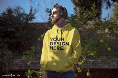 Model lemon tree hoodie mockup