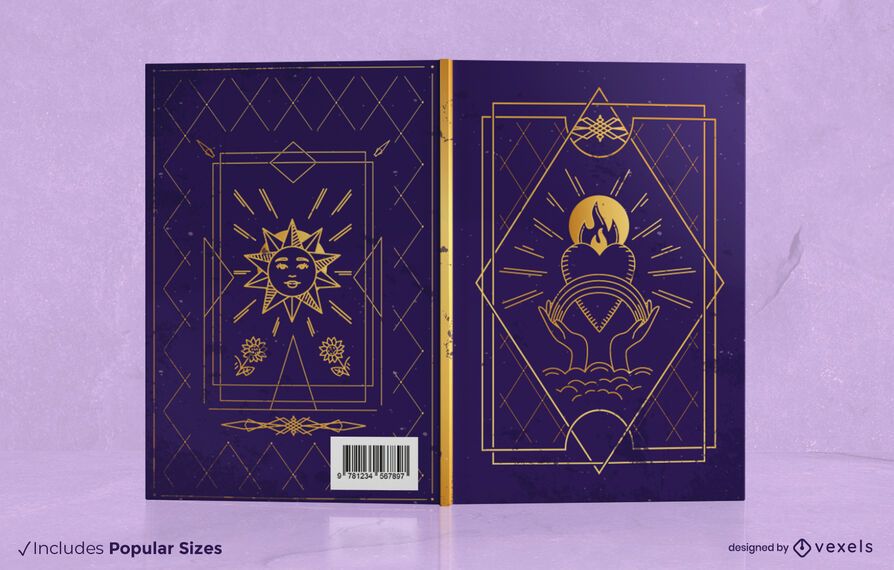 Design de capa de livro de tarô mágico Design de capa de livro de tarô mágico