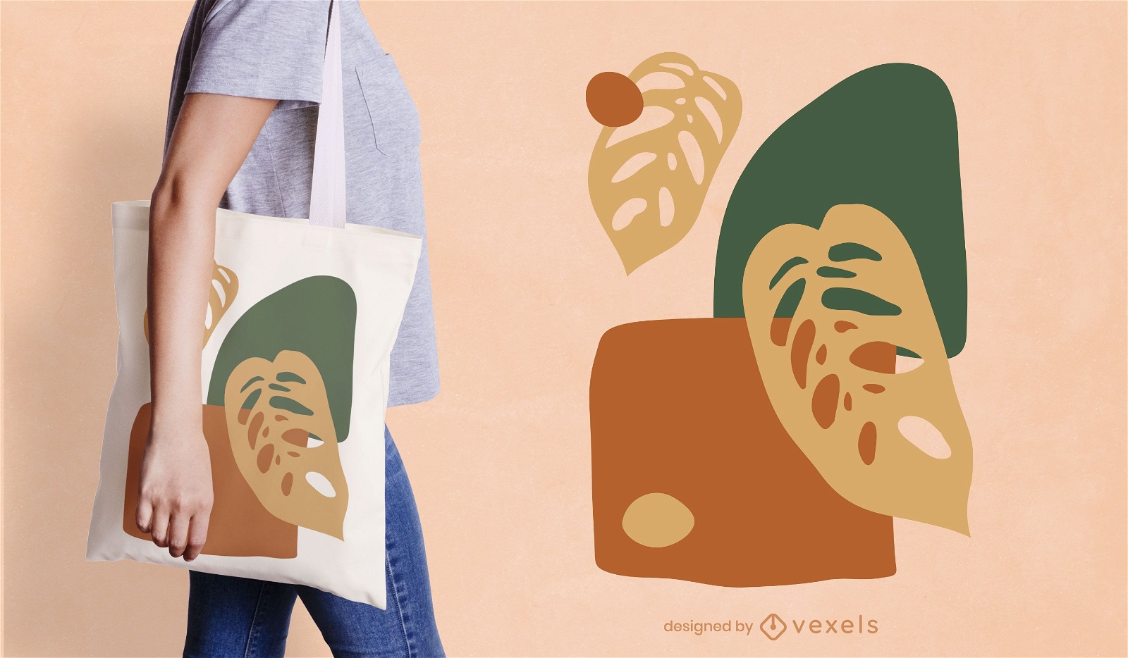 Abstract organic leaves tote bag design