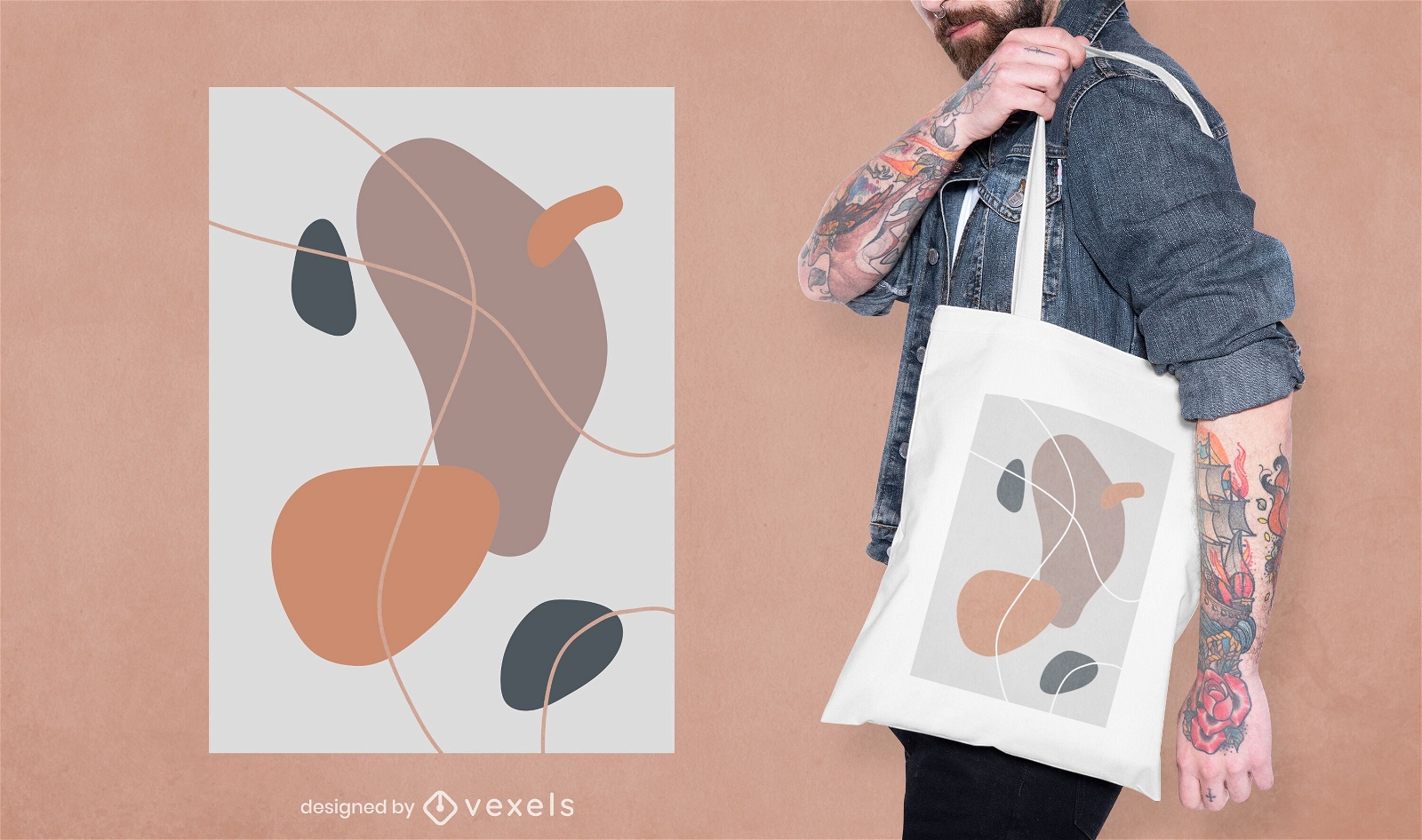Abstract shapes tote bag design