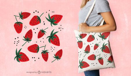 Strawberries tote bag design