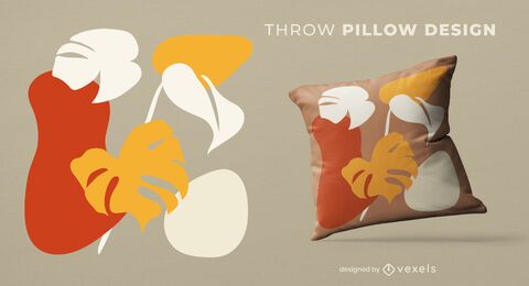 Abstract organic leaves throw pillow design