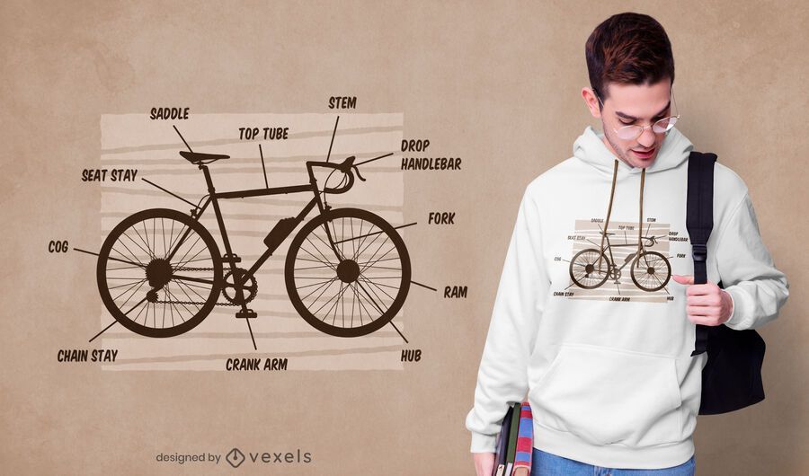 Design de t-shirt de anatomia de bicicleta Design de t-shirt de anatomia de bicicleta
