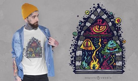 Design de camisetas de cogumelos trippy