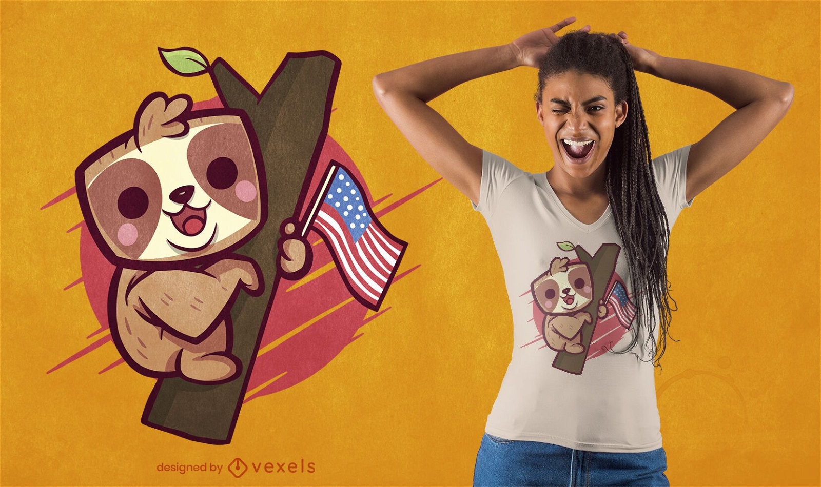 Cute patriotic sloth t-shirt design