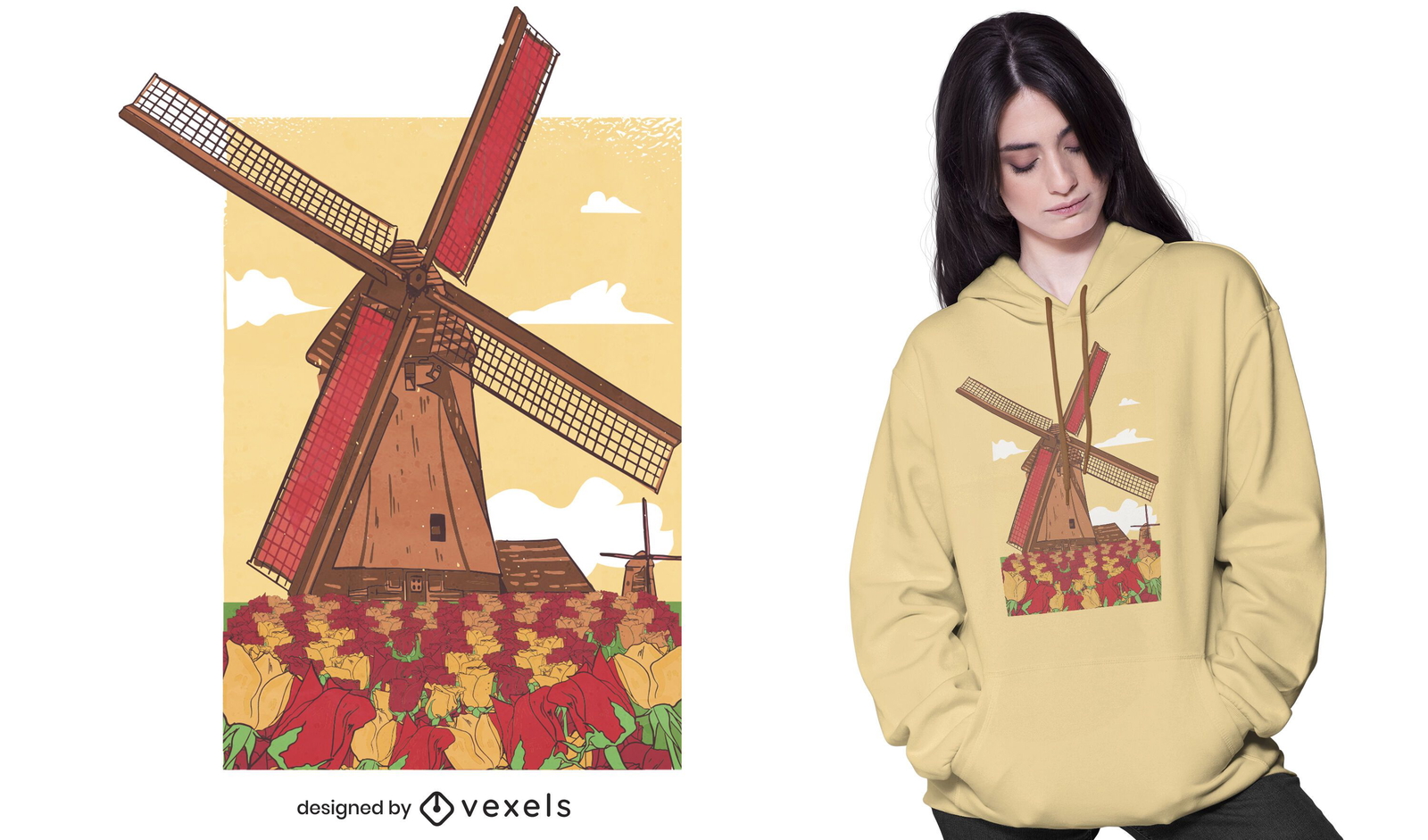 Design de t-shirt de moinho de vento holand?s