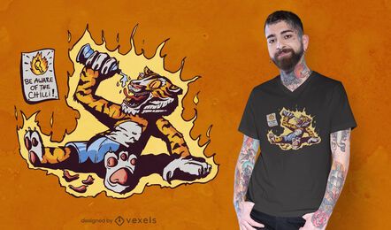 Design de camiseta de tigre com pimenta quente