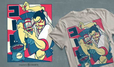 Design de camiseta de café Samurai