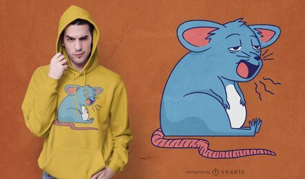 Design de camiseta de personagem de rato sonolento