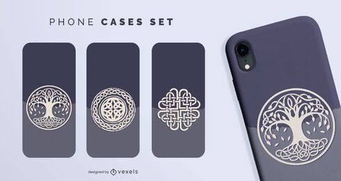Conjunto de capas de telefone com símbolos nórdicos Conjunto de capas de telefone com símbolos nórdicos