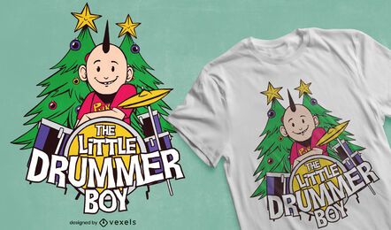 Design de camiseta do menininho baterista