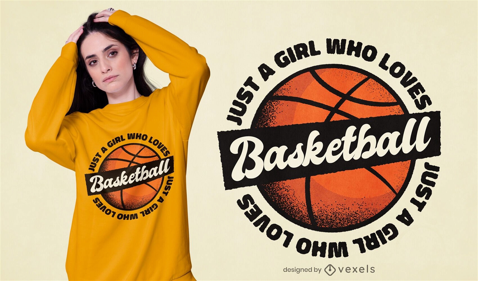 M?dchen liebt Basketball-T-Shirt Design
