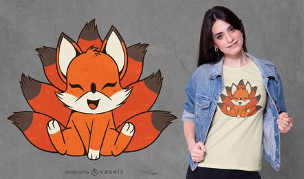 Design de camiseta de criatura Kitsune