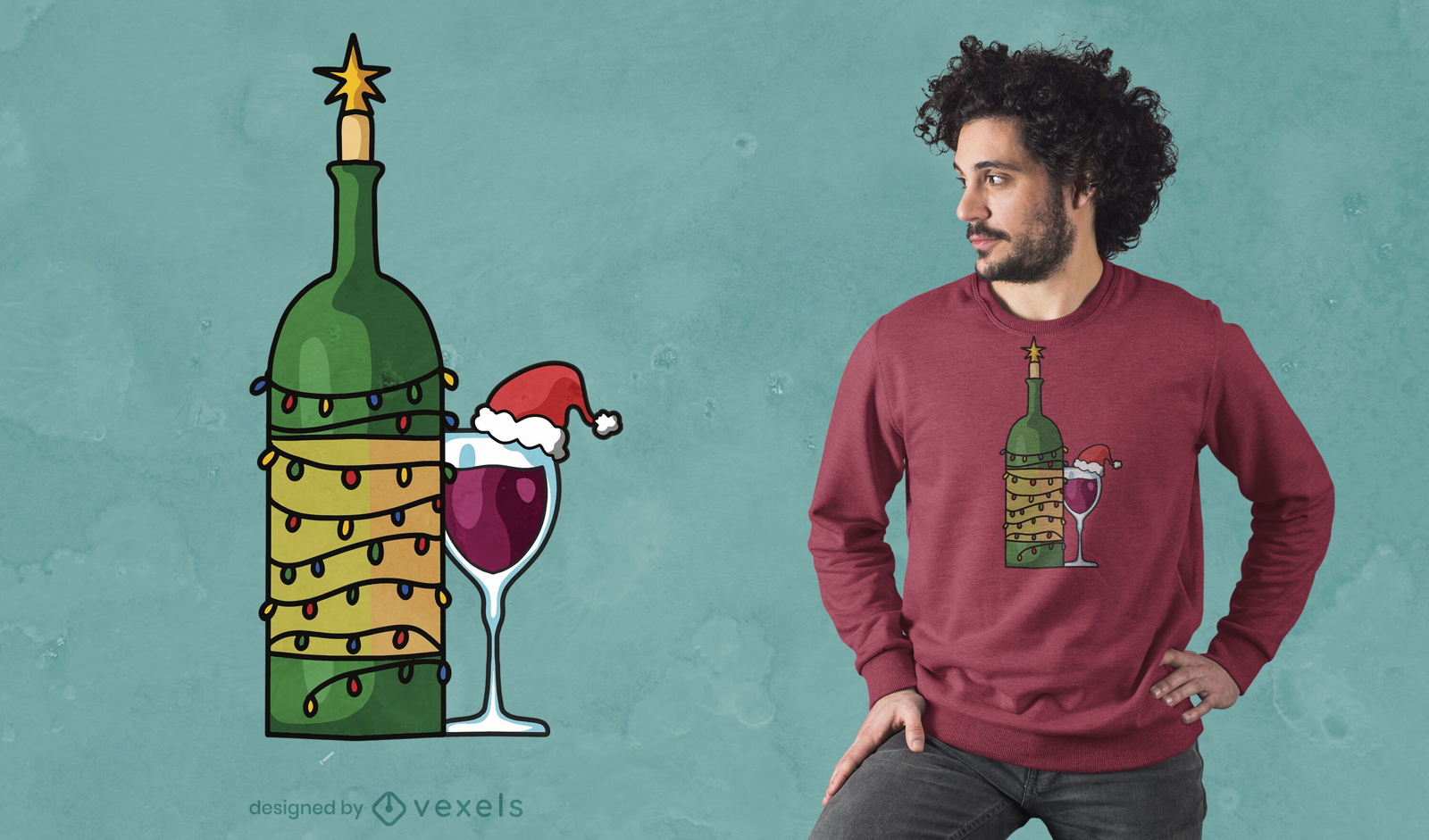 Design de t-shirt de copo de vinho de Natal