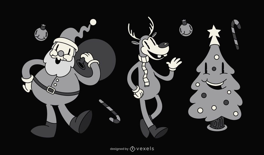 Vintage christmas character set Vintage christmas character set
