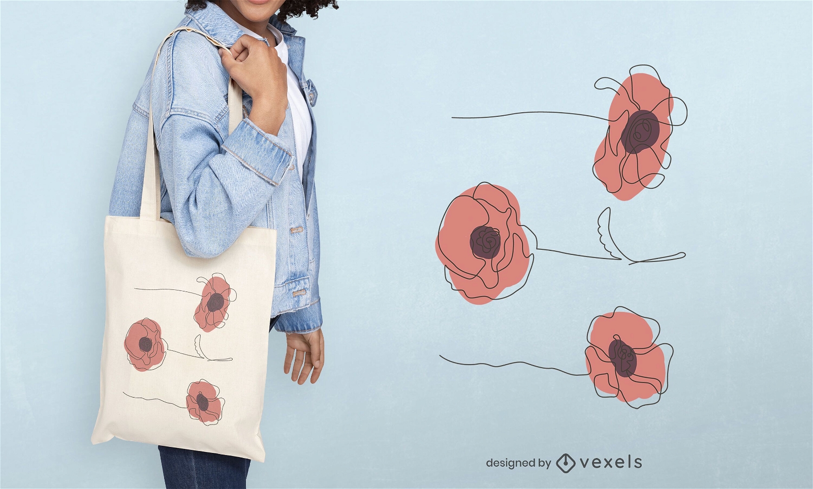 Abstract flowers tote bag design