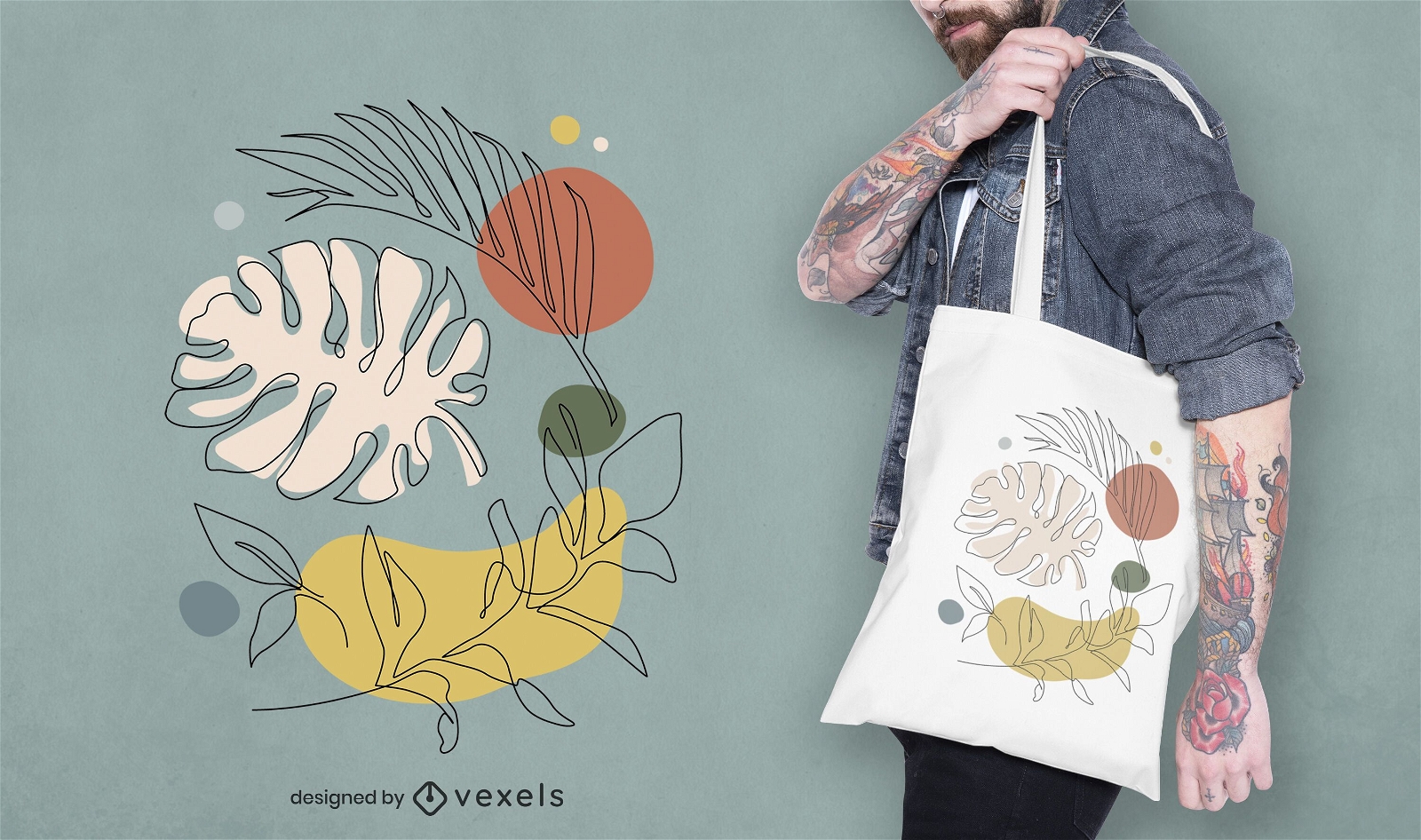 Leaves abstract tote bag design