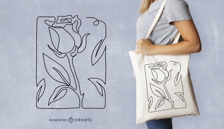 Continuous line rose tote bag design Continuous line rose tote bag design